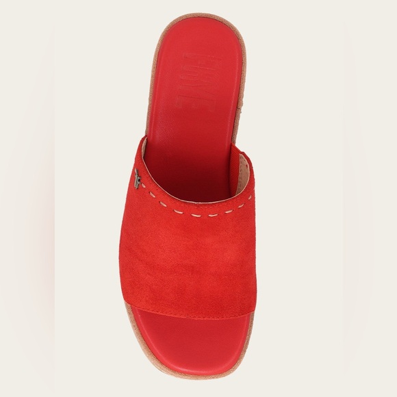 FRYE WOMEN Size 9 HAZEL 2 RED SUEDE CLOG STYLE SLIDE - Picture 4 of 5